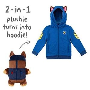 Chase Paw Patrol Toy Stuffed Plushie and 2-in-1 Zip-Up Kids Hoodie 4 years old